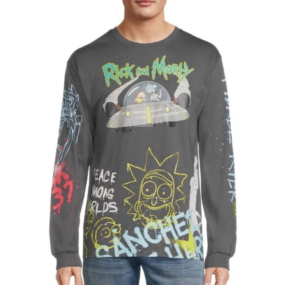 Rick and Morty Airbrush Men's Long Sleeve Graphic T-Shirt - Picture 1 of 4